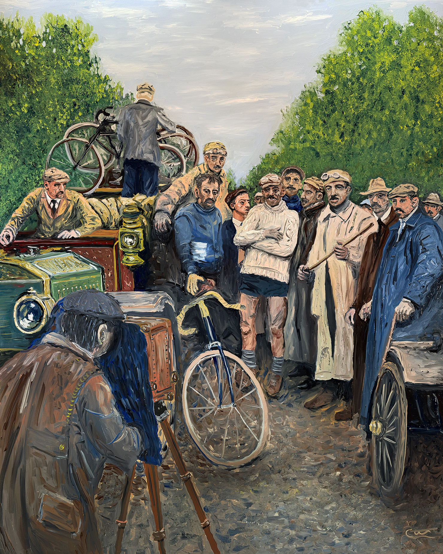 1903 Tour de France - original cycling oil painting, unique gift for cyclists